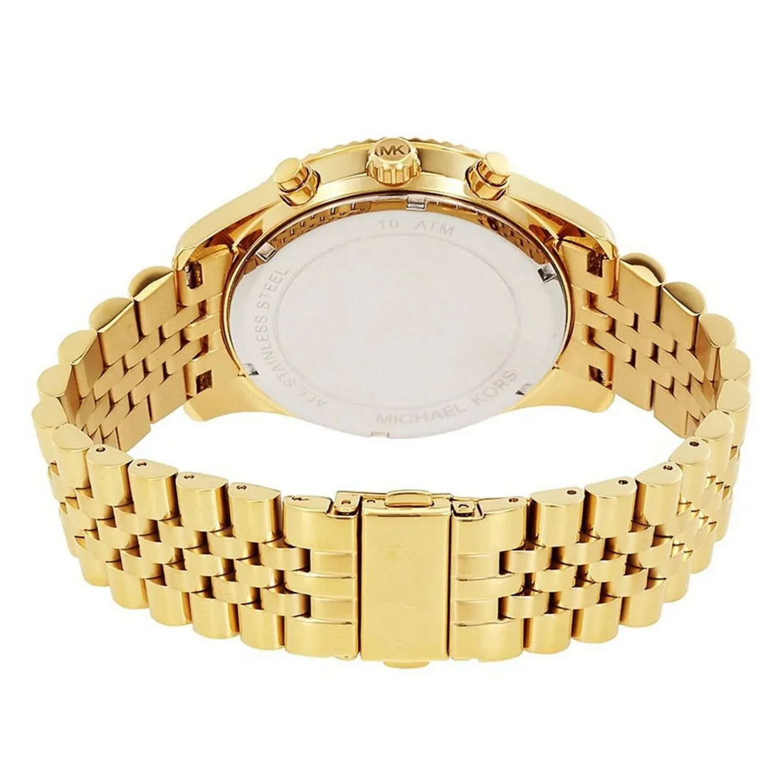 Michael Kors Lexington MK8494 gold-tone stainless steel bracelet and caseback view