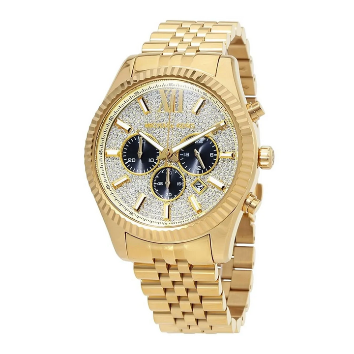 Michael Kors Lexington MK8494 gold-tone pavé chronograph watch detailed product view