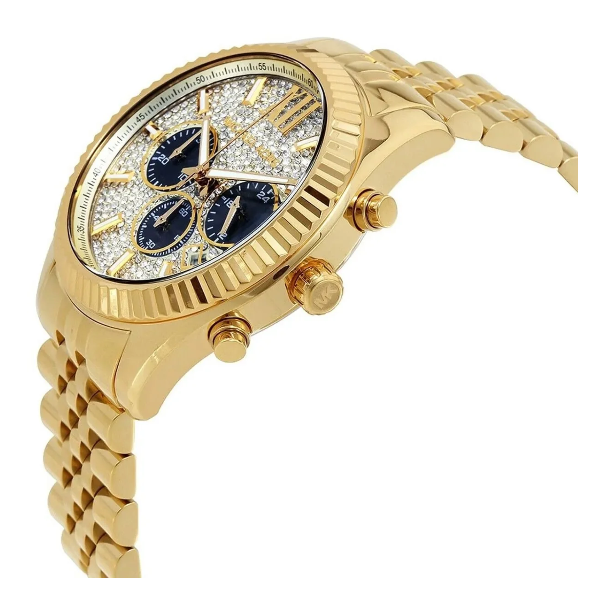 Michael Kors Lexington MK8494 men's gold-tone pavé chronograph watch wrist view