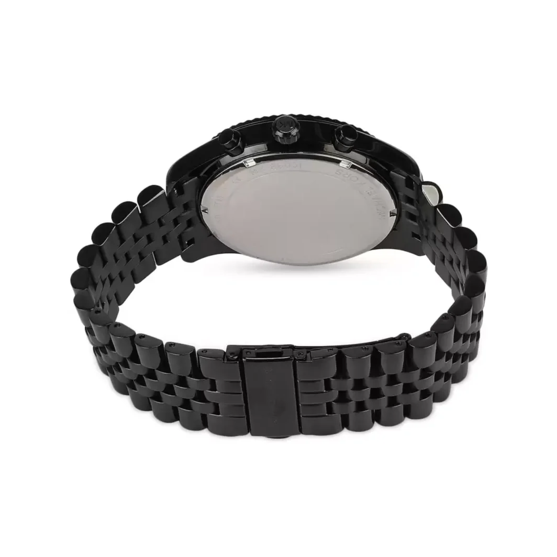 Michael Kors Lexington MK8603 black stainless steel bracelet and caseback view