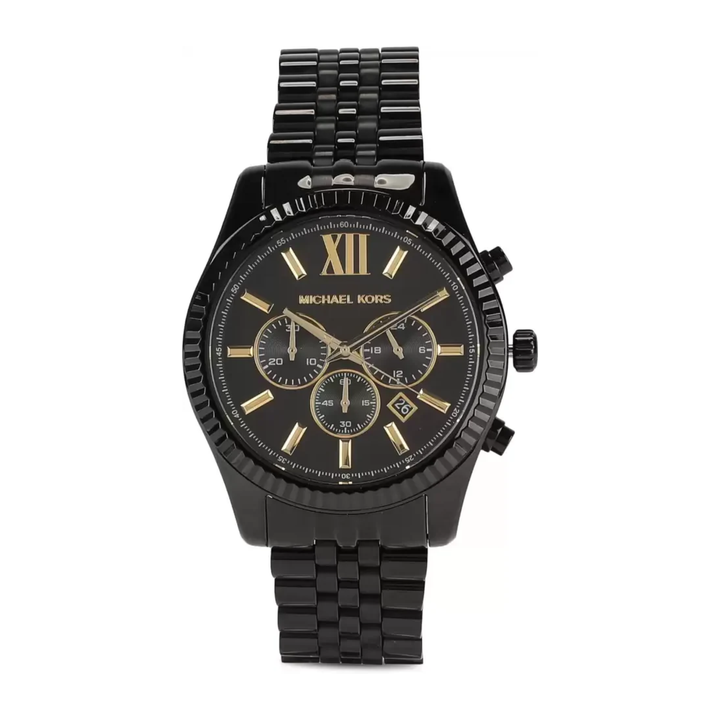 Michael Kors Lexington MK8603 men's black-tone 44mm chronograph watch front view