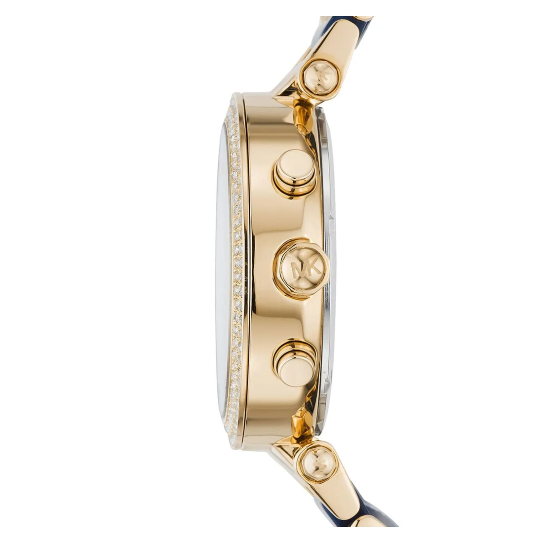 Michael Kors Parker MK6238 side profile with gold-tone case crown and chronograph pushers – Red Rhino Kenya