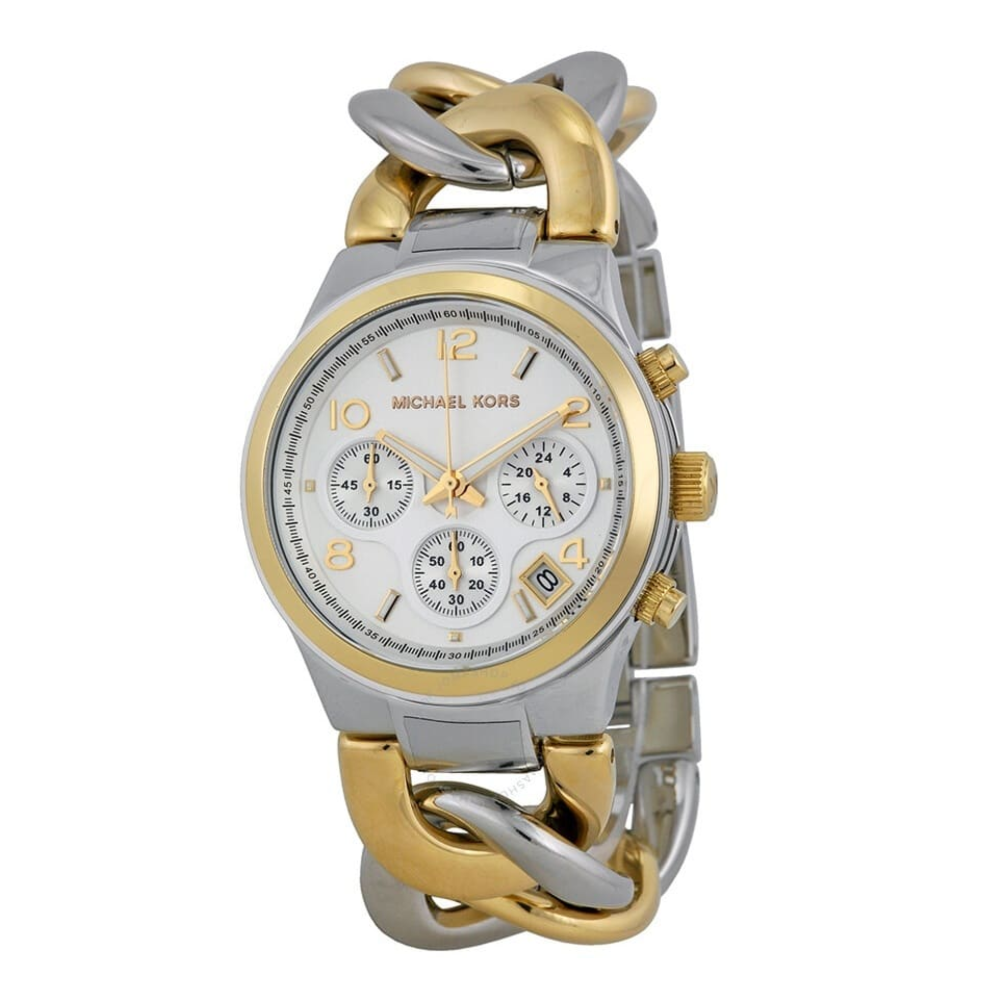 Michael Kors Runway MK3199 two-tone chronograph angled front view