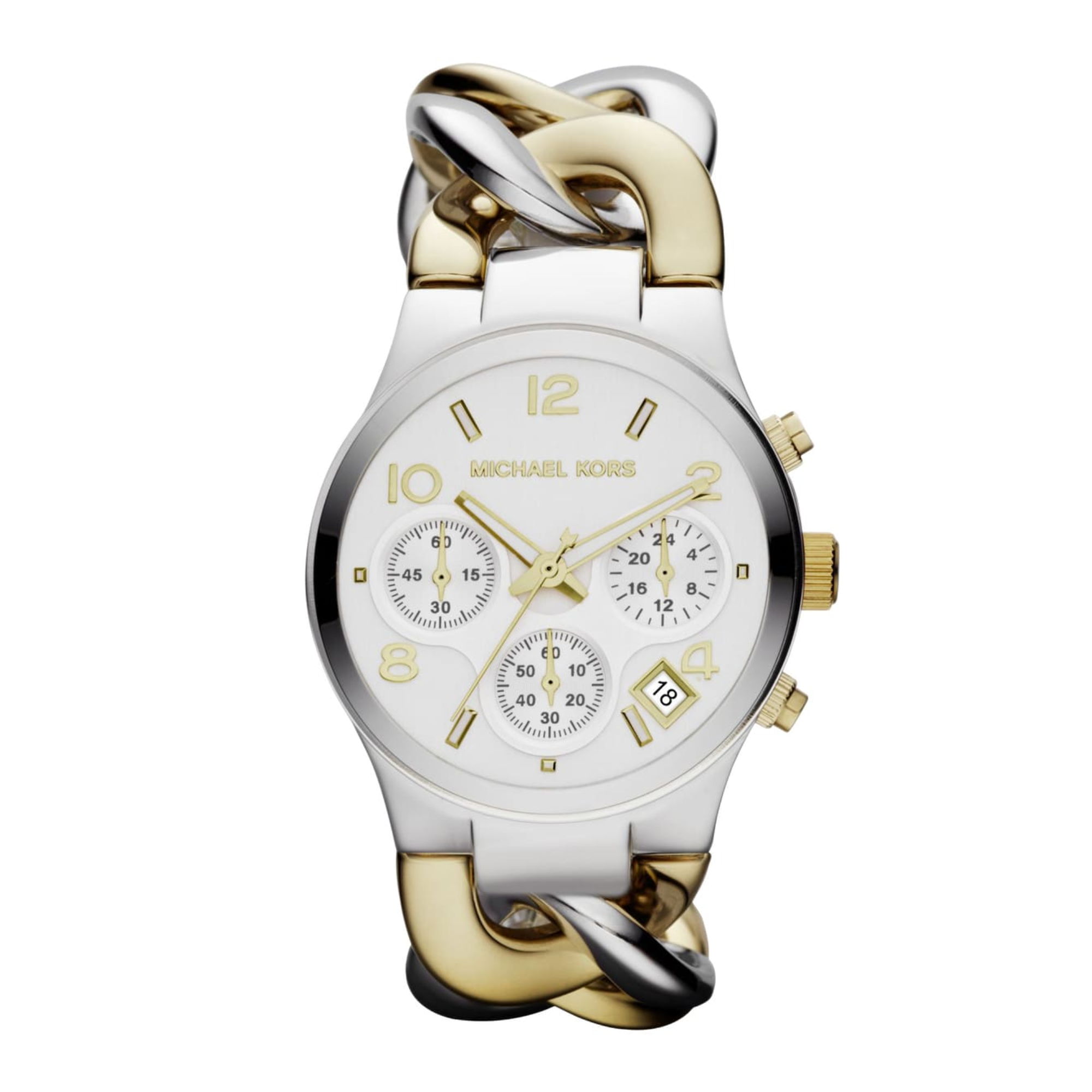 Michael Kors Runway MK3199 women's two-tone chronograph watch front view
