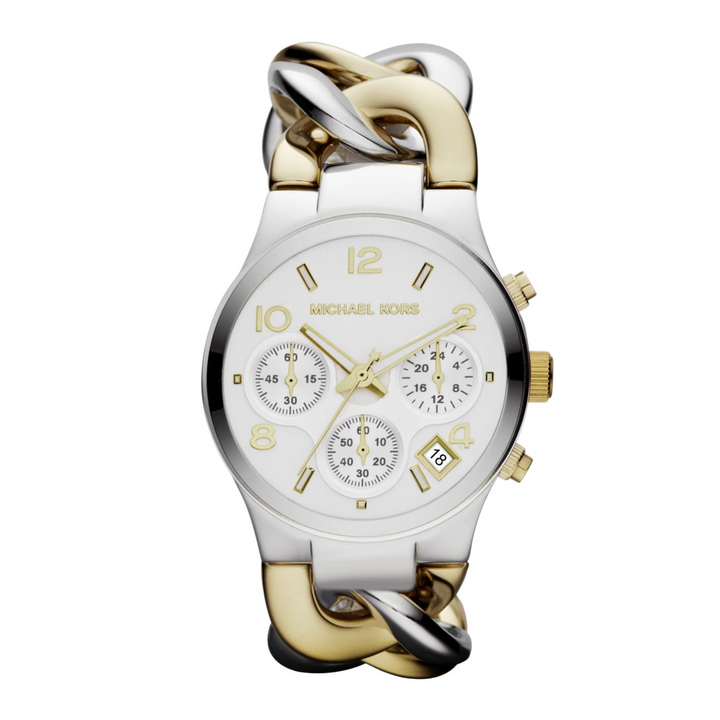 Michael Kors Runway MK3199 women's two-tone chronograph watch front view