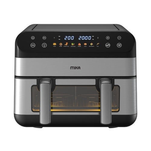 Mika Air Fryer, Duo, Digital, 10L, Black & Stainless Steel (MAFDW2310DB), product view