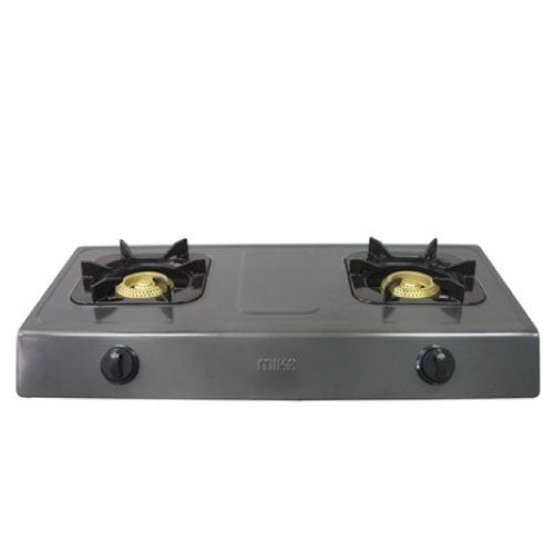 Mika Gas Stove, Non-Stick, Double Burner, Dark Grey (MGS1202), product view