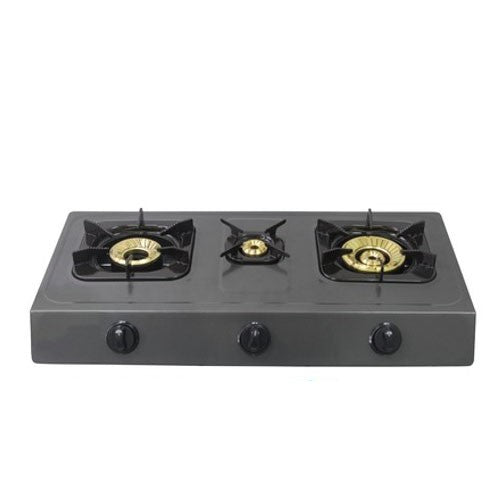 Mika Gas Stove, Non-Stick, Triple Burner, Grey (MGS1403), product view
