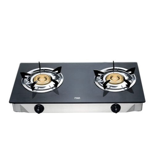 Mika Gas Stove, Glass Top, Double Burner, Black (MGS7002HC), product view