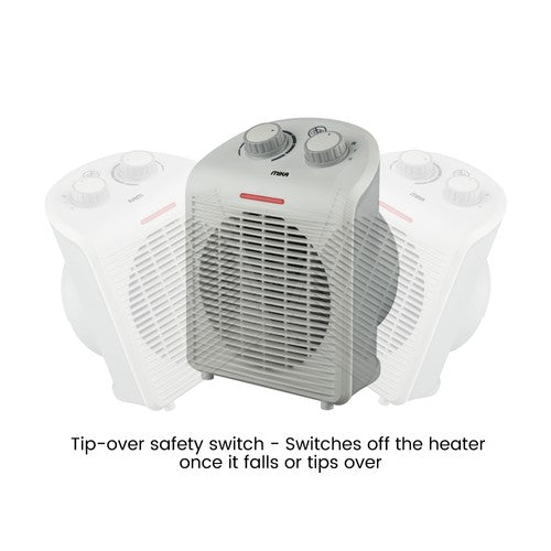 Mika MH105G fan heater diagram showing the tip-over safety switch