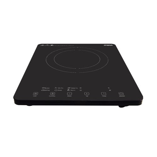 Mika MPDC2121T black induction cooker, angled top view