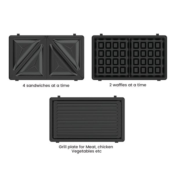 Mika MSAN2301B sandwich maker waffle, grill and sandwich plates