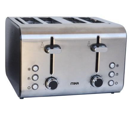 MIKA Toaster, 4 Slice, Brush Stainless Steel & Black Body MTS4305