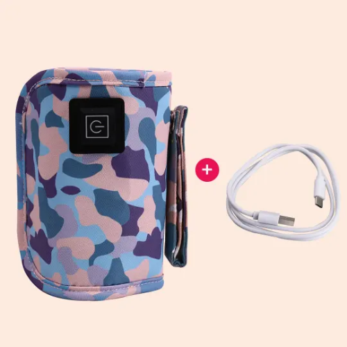 Portable USB bottle warmer sleeve, side view