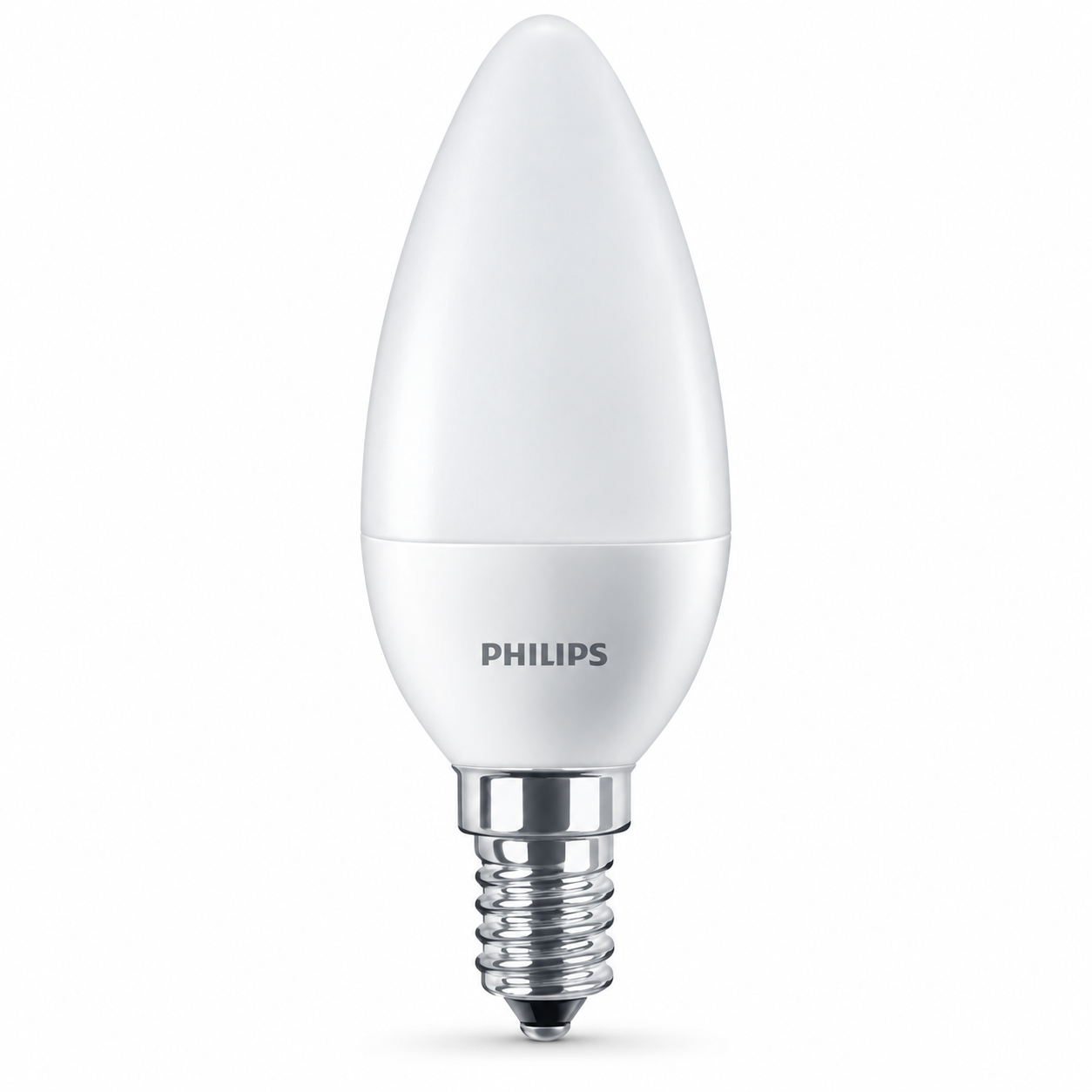 Philips Essential LED Candle 6.5W E14 Neutral White Frosted — AI recreation; fine physical details unverified