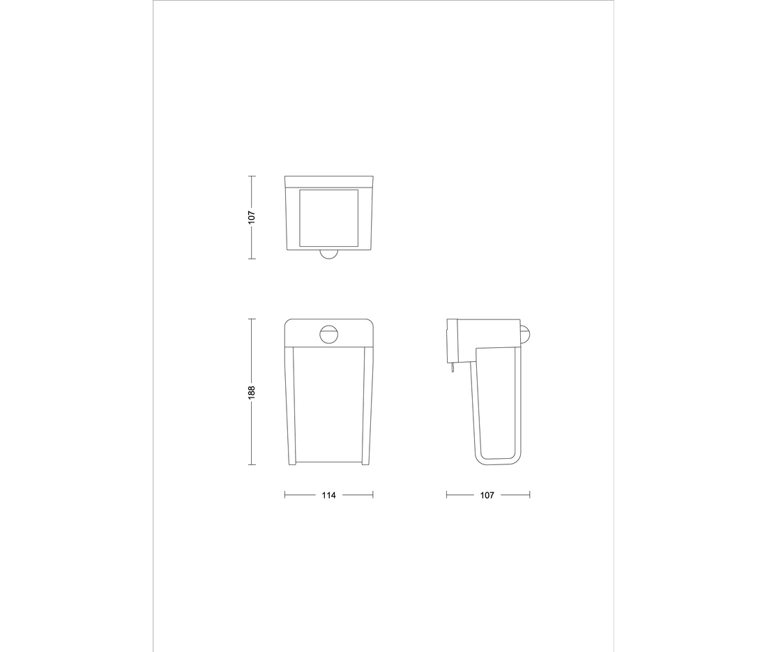 Philips Shroud SR Solar LED Wall Light CL 2.3W 827 IP44 — manufacturer drawing showing mounting profile and dimensions