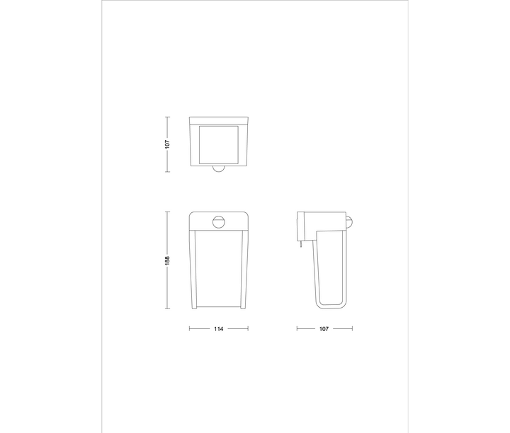 Philips Shroud SR Solar LED Wall Light CL 2.3W 827 IP44 — manufacturer drawing showing mounting profile and dimensions