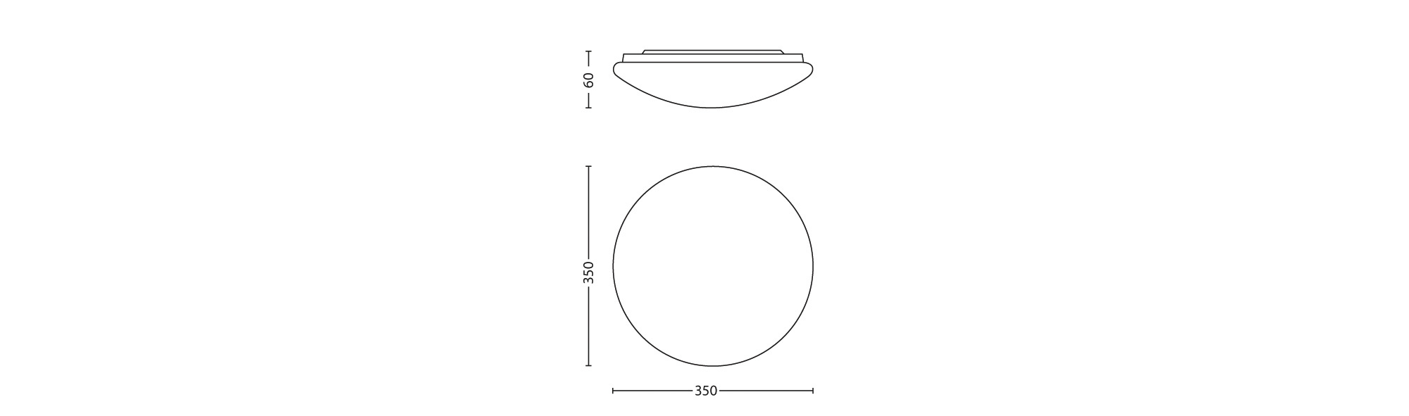 Philips Twirly LED Ceiling Light 17W Warm White 1900lm D347 — manufacturer drawing showing mounting profile and dimensions