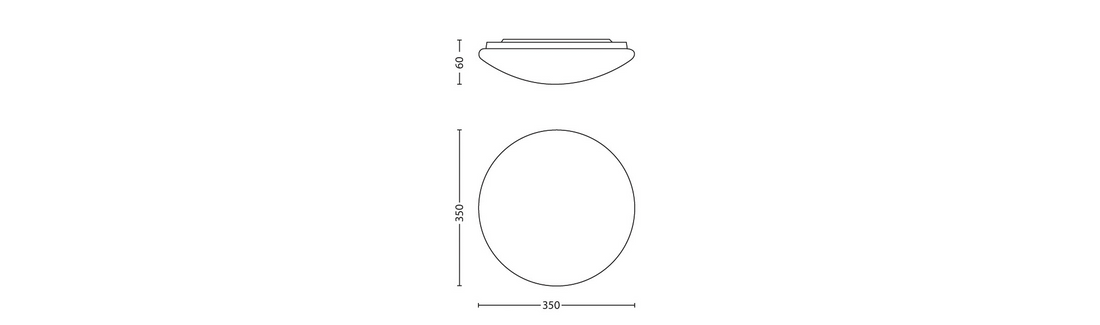 Philips Twirly LED Ceiling Light 17W Warm White 1900lm D347 — manufacturer drawing showing mounting profile and dimensions