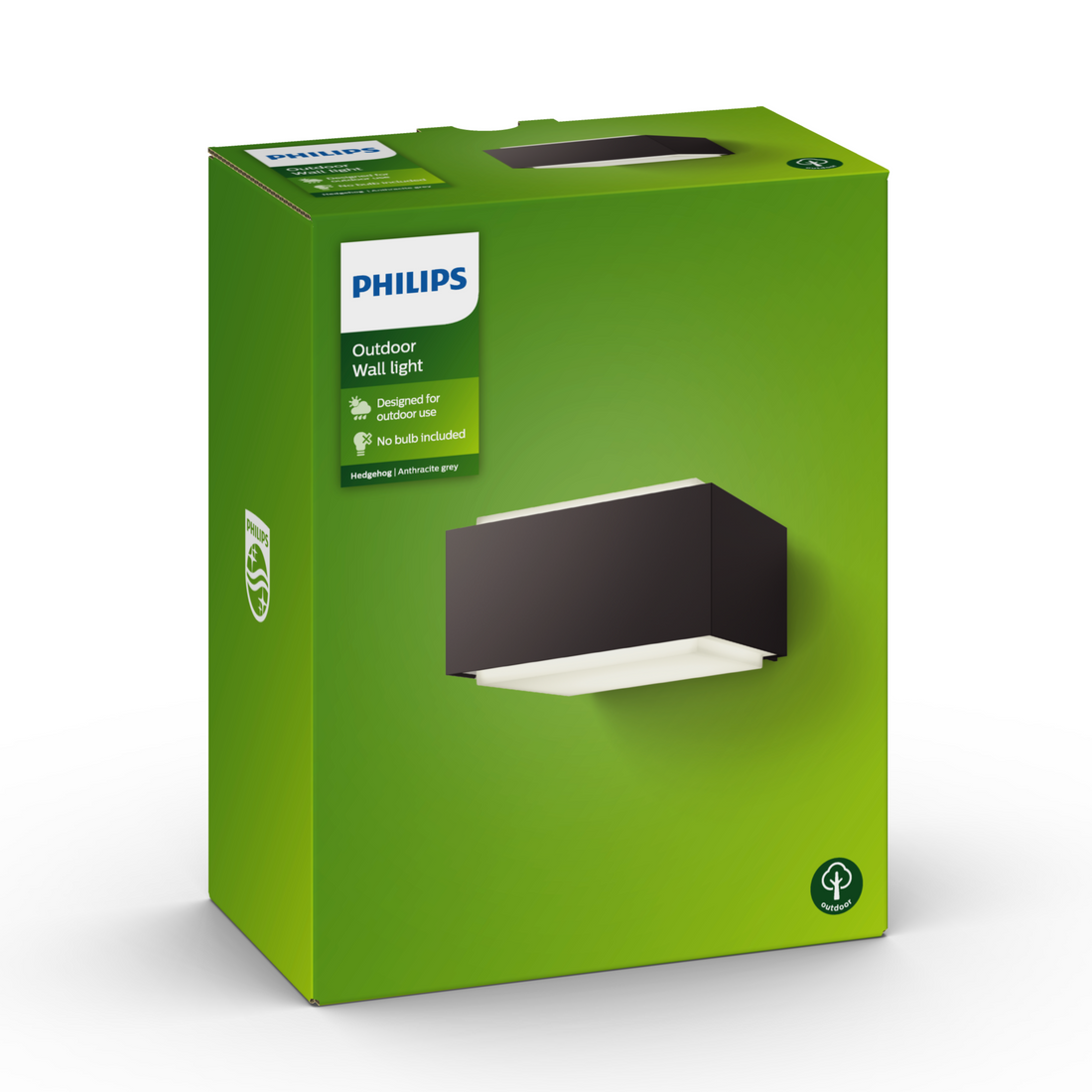 Philips MyGarden Hedgehog E27 outdoor wall light in green retail packaging