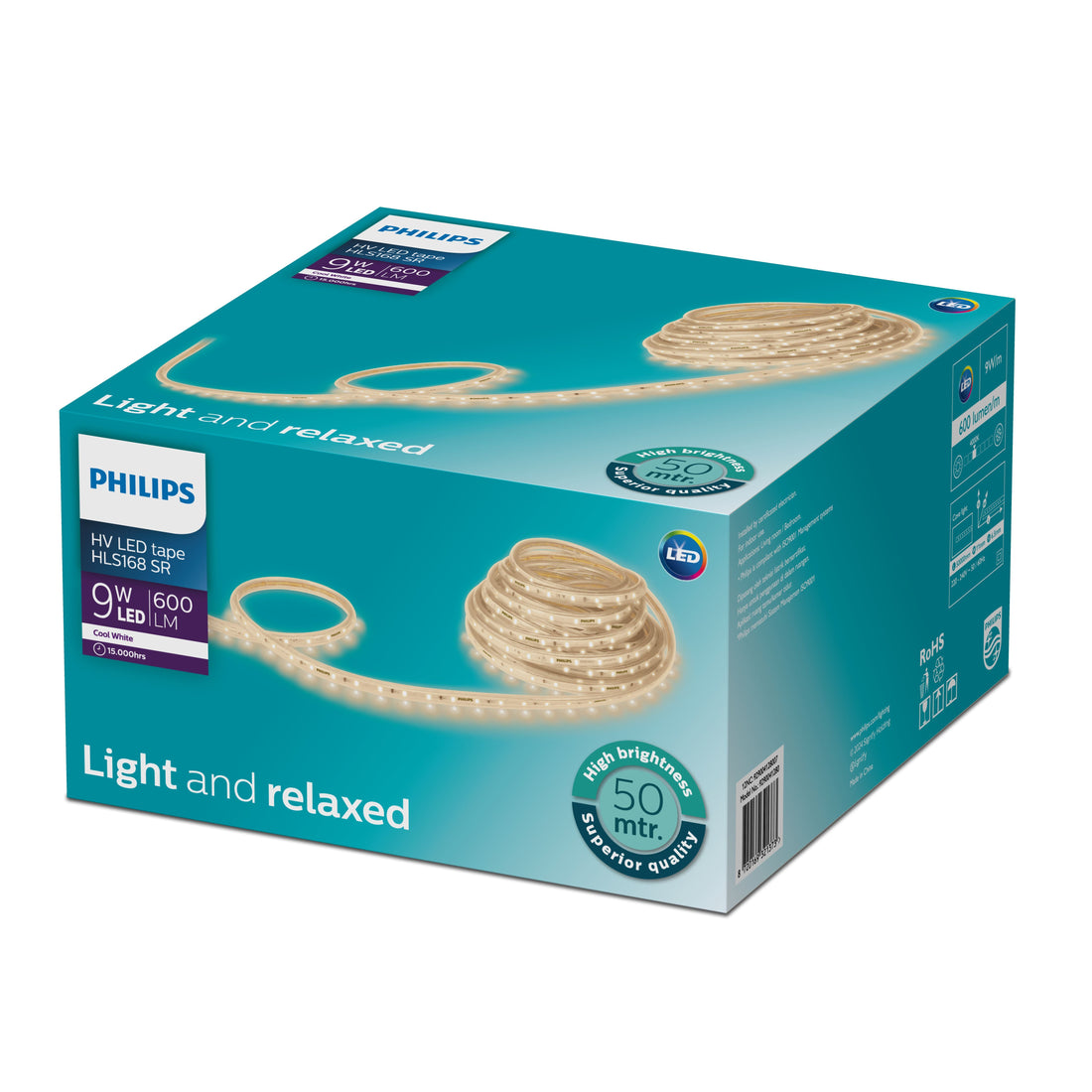 Philips HLS168 LED Strip 9W/m 840 Neutral White 240V — manufacturer bulk reel packaging; listing sold per metre