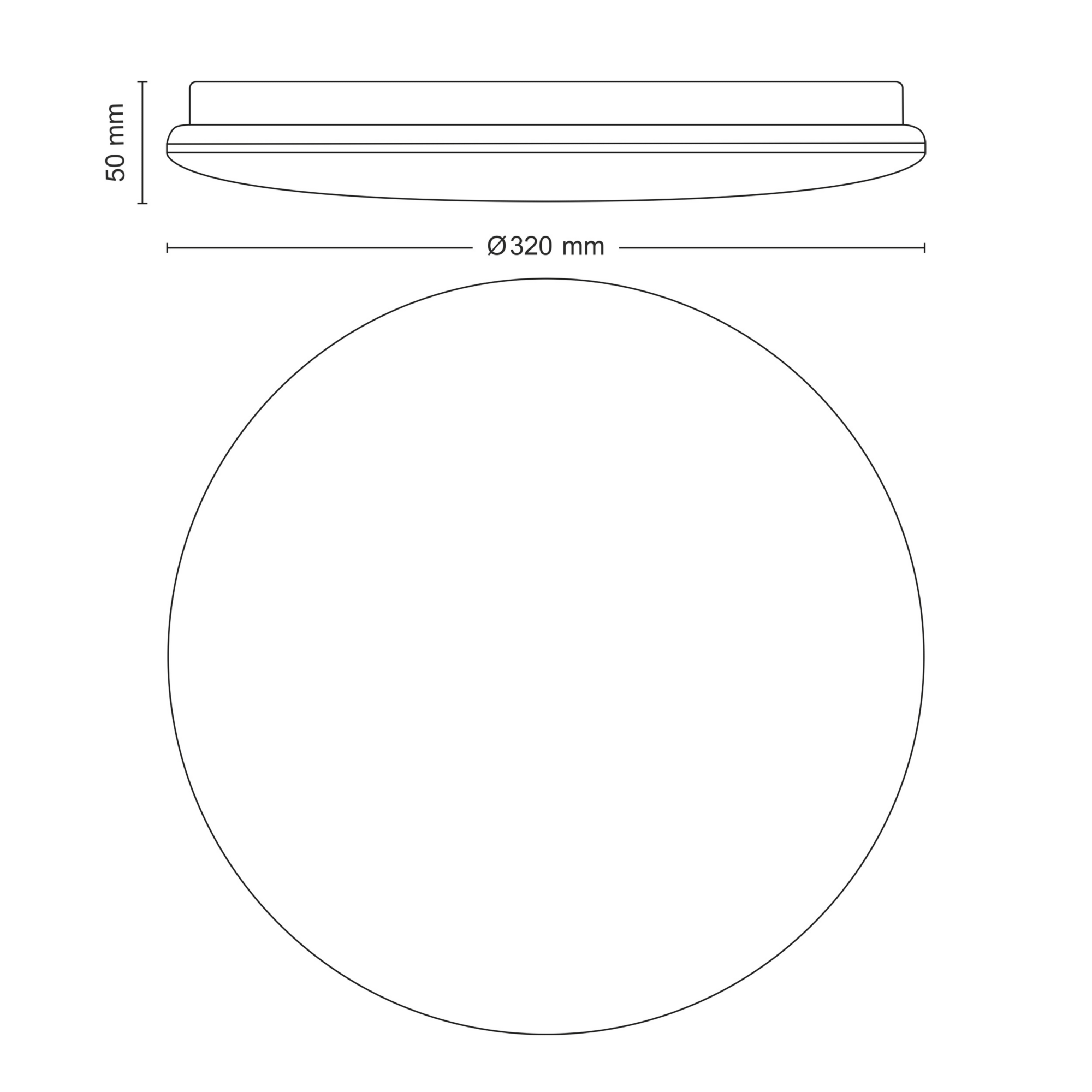 Philips Moire CL200 LED Ceiling Light 17W Neutral White D320 — manufacturer drawing showing mounting profile and dimensions