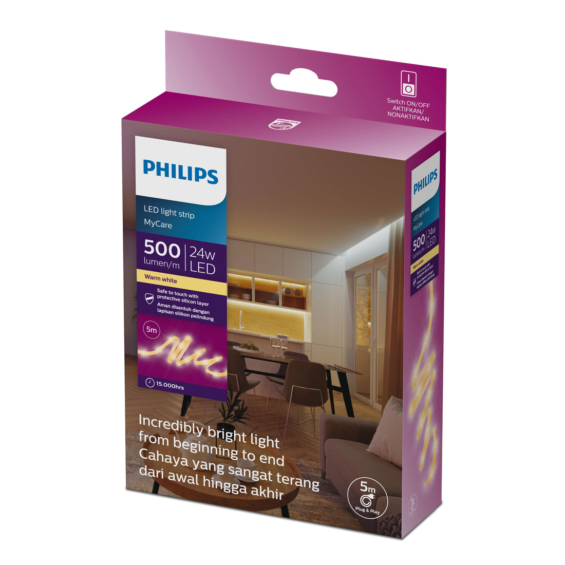 Philips MyCare LED Strip 5m 827 Warm White 24V — retail packaging