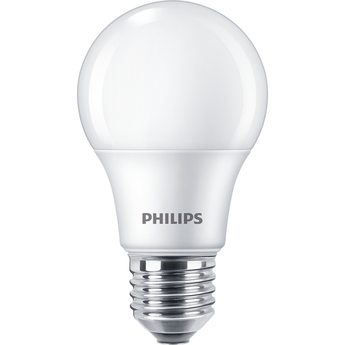 Philips Essential A60 LED bulb with E27 screw cap — manufacturer family reference; exact batch appearance unverified