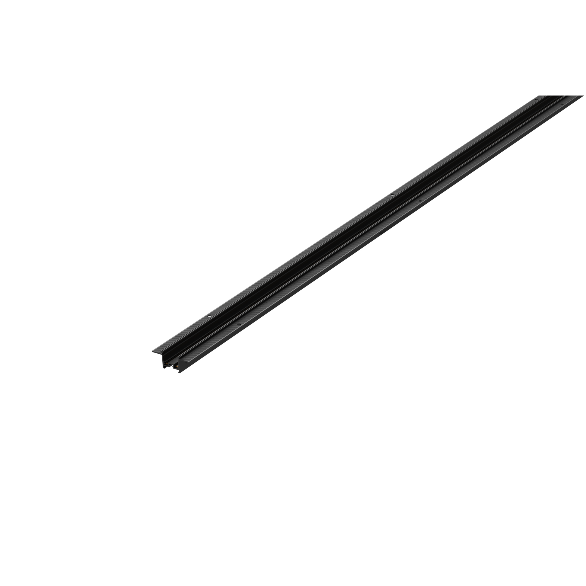 Philips Trackline Recessed Track 1m Black — full rail viewed diagonally on a white background
