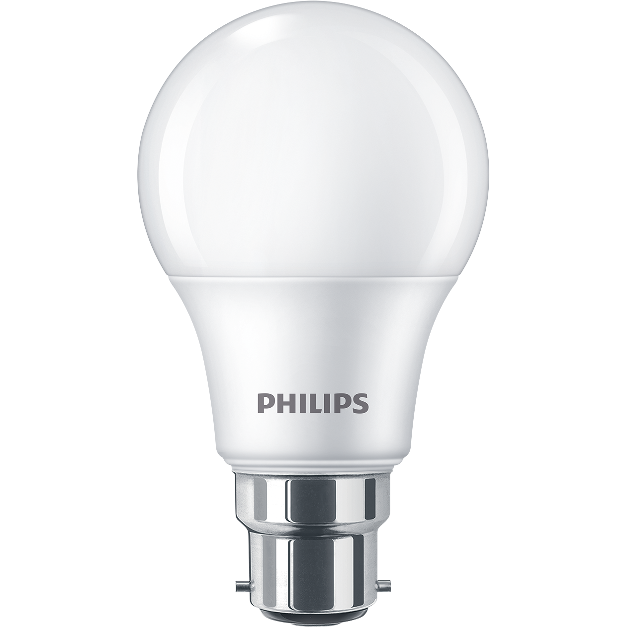 Philips Essential A60 LED bulb with B22 bayonet cap — manufacturer family reference; exact batch appearance unverified