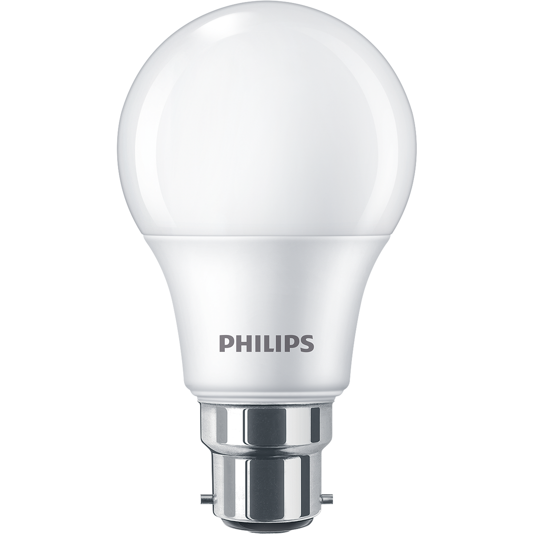 Philips Essential A60 LED bulb with B22 bayonet cap — manufacturer family reference; exact batch appearance unverified