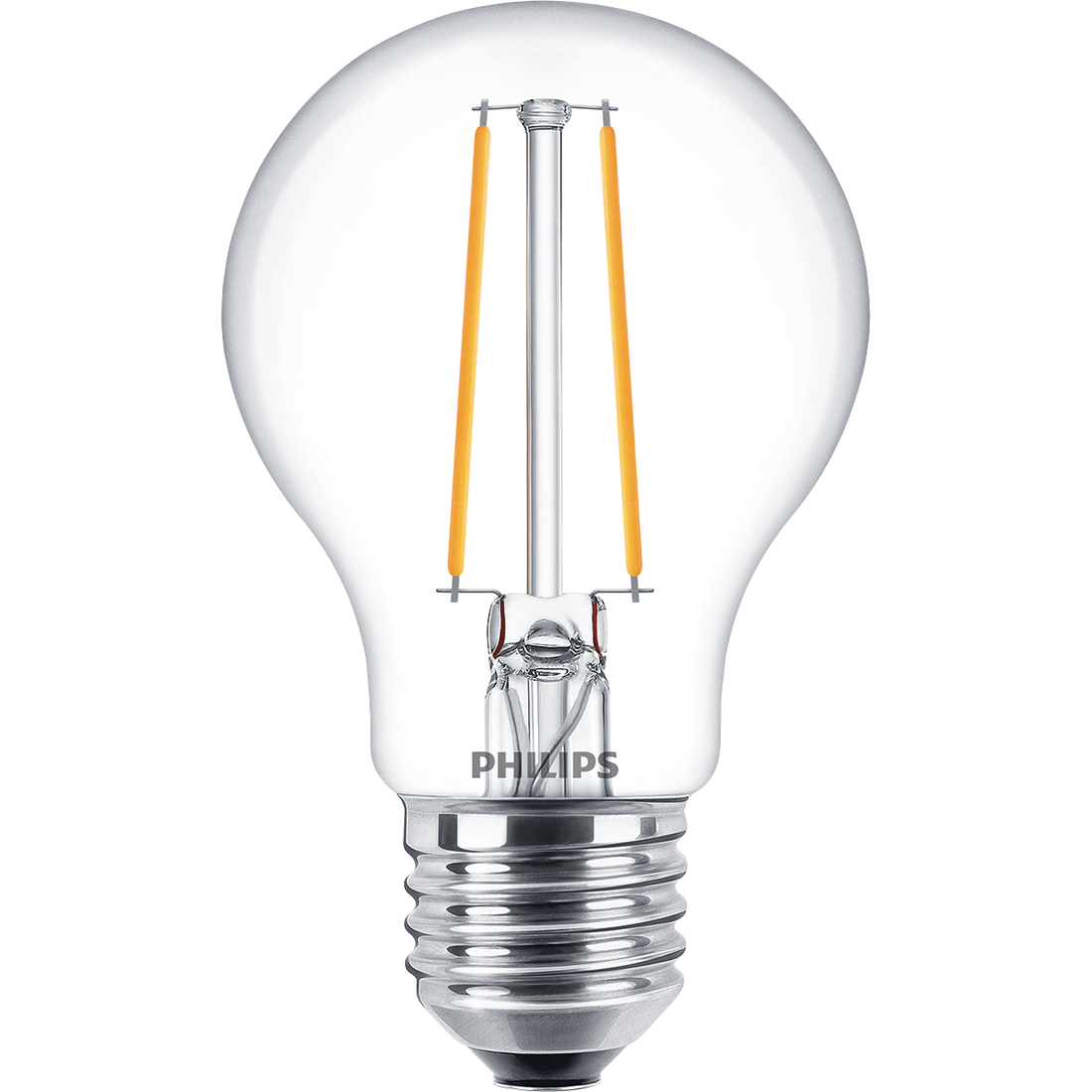 Philips LED filament Bulb 4W E27 830 A60 — product view on a white background