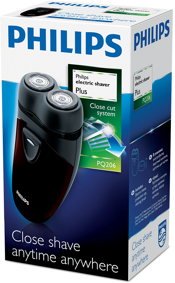 Philips PQ206/18 cordless AA battery powered travel shaver feature
