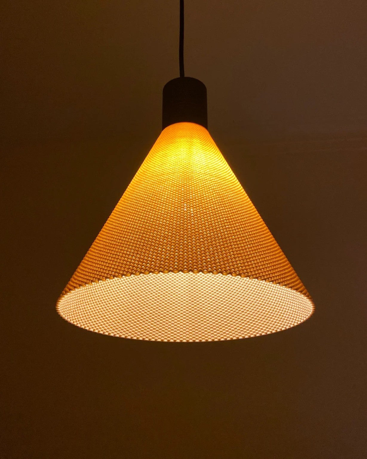 Print3D Africa DEGA pendant lamp illuminated close-up - Red Rhino Kenya