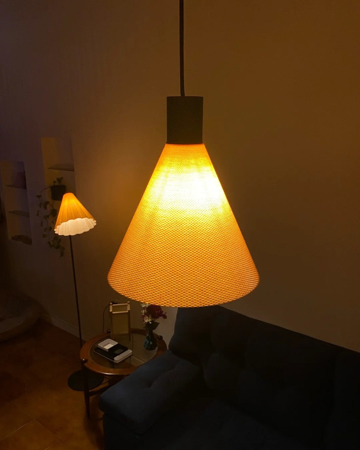 Print3D Africa DEGA pendant lamp lifestyle view in living room - Red Rhino Kenya