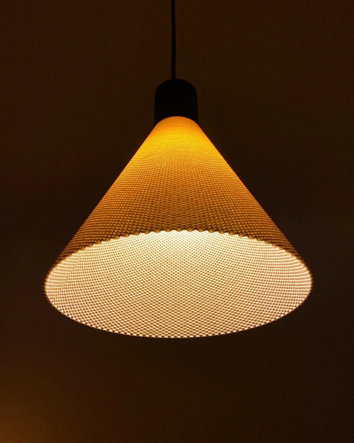 Print3D Africa DEGA pendant lamp illuminated underside detail - Red Rhino Kenya
