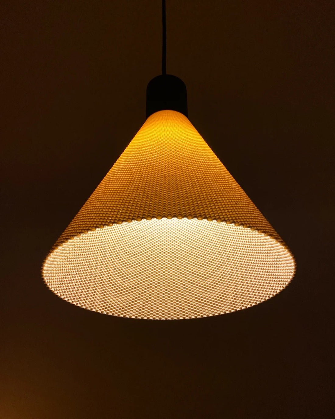 Print3D Africa DEGA pendant lamp illuminated underside detail - Red Rhino Kenya