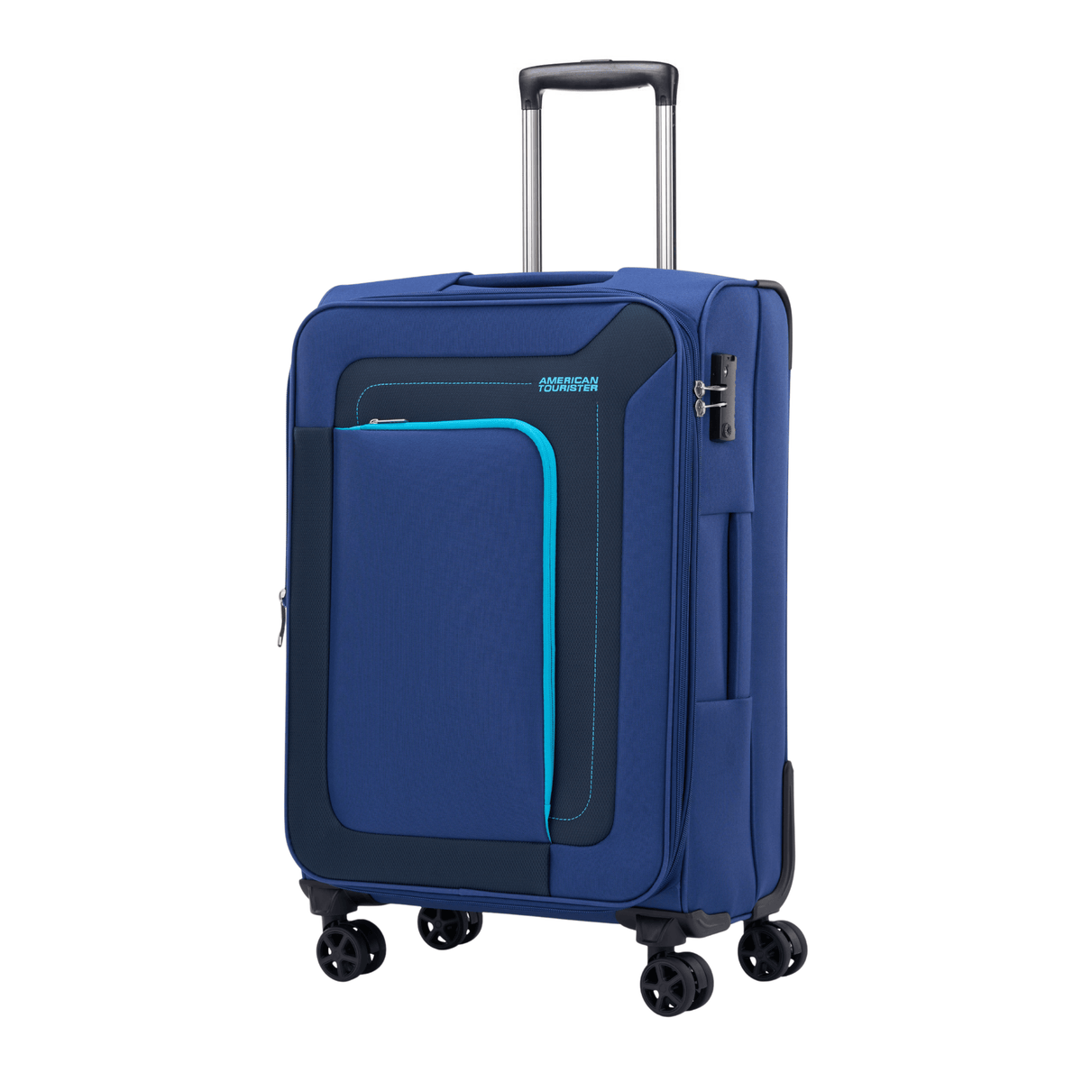 American Tourister Raya 67cm Blue medium softside suitcase front view
