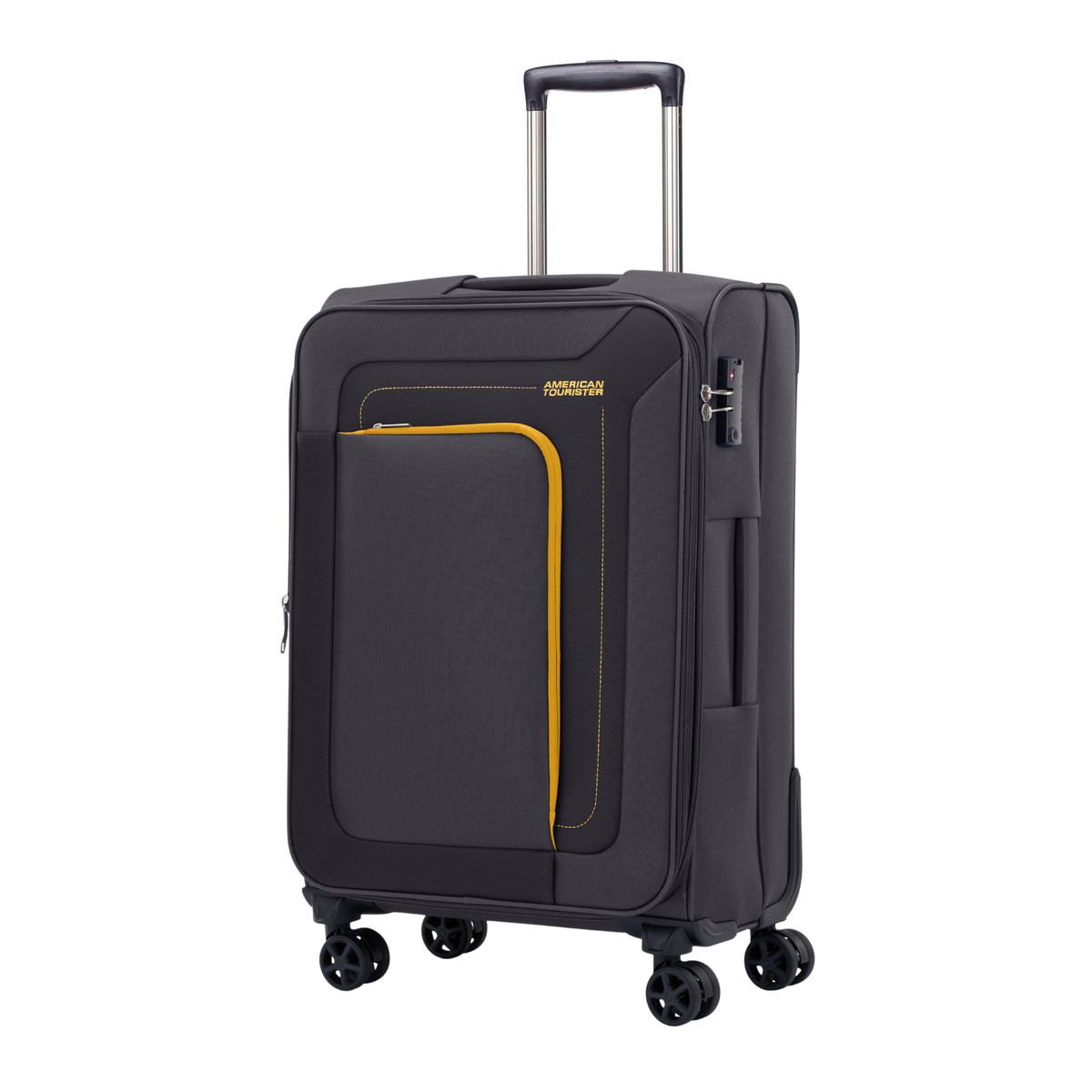 American Tourister Raya 67cm Grey medium softside suitcase front view