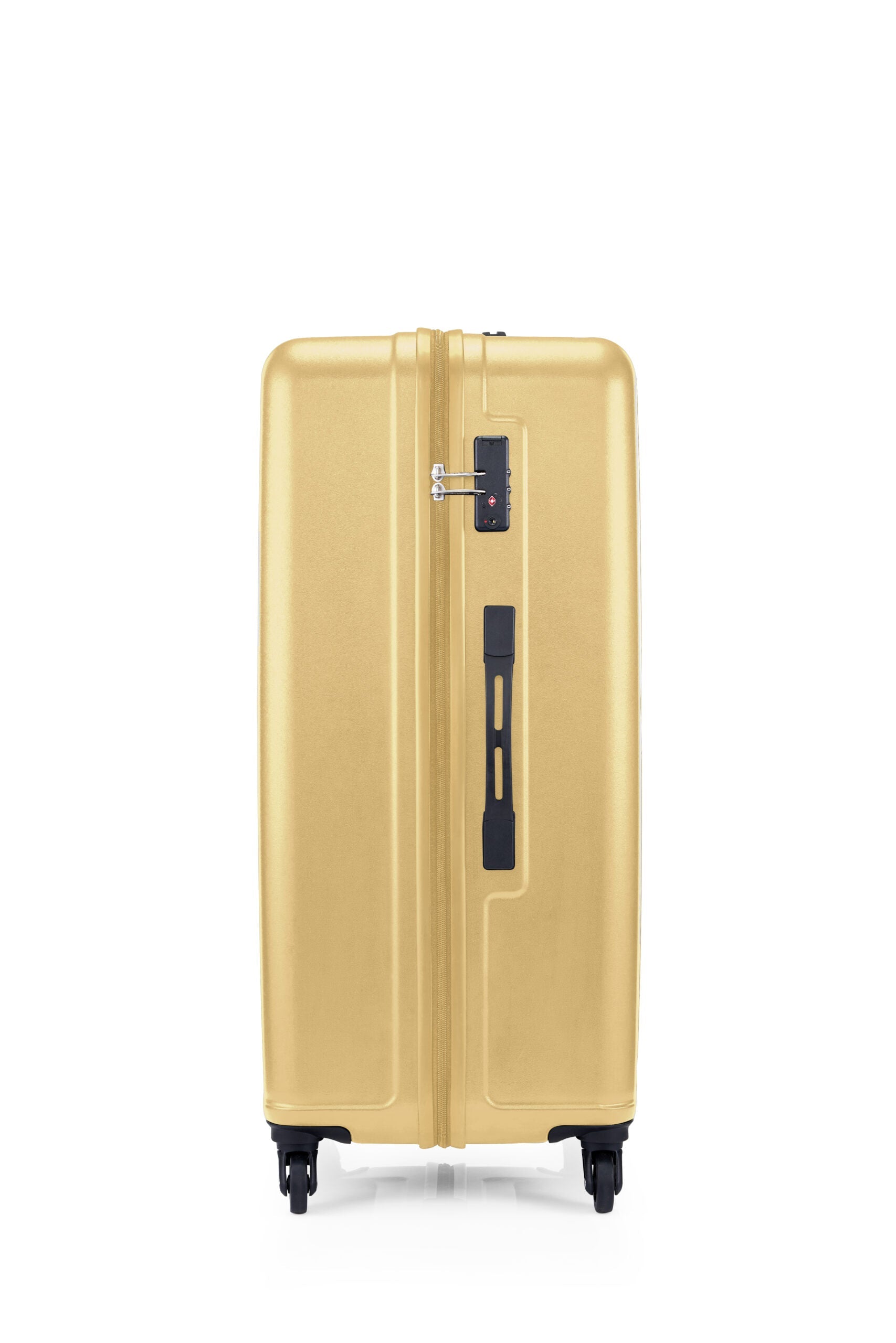 American Tourister Skytrac 79 cm — Sunshine Yellow Large Suitcase — lock side view