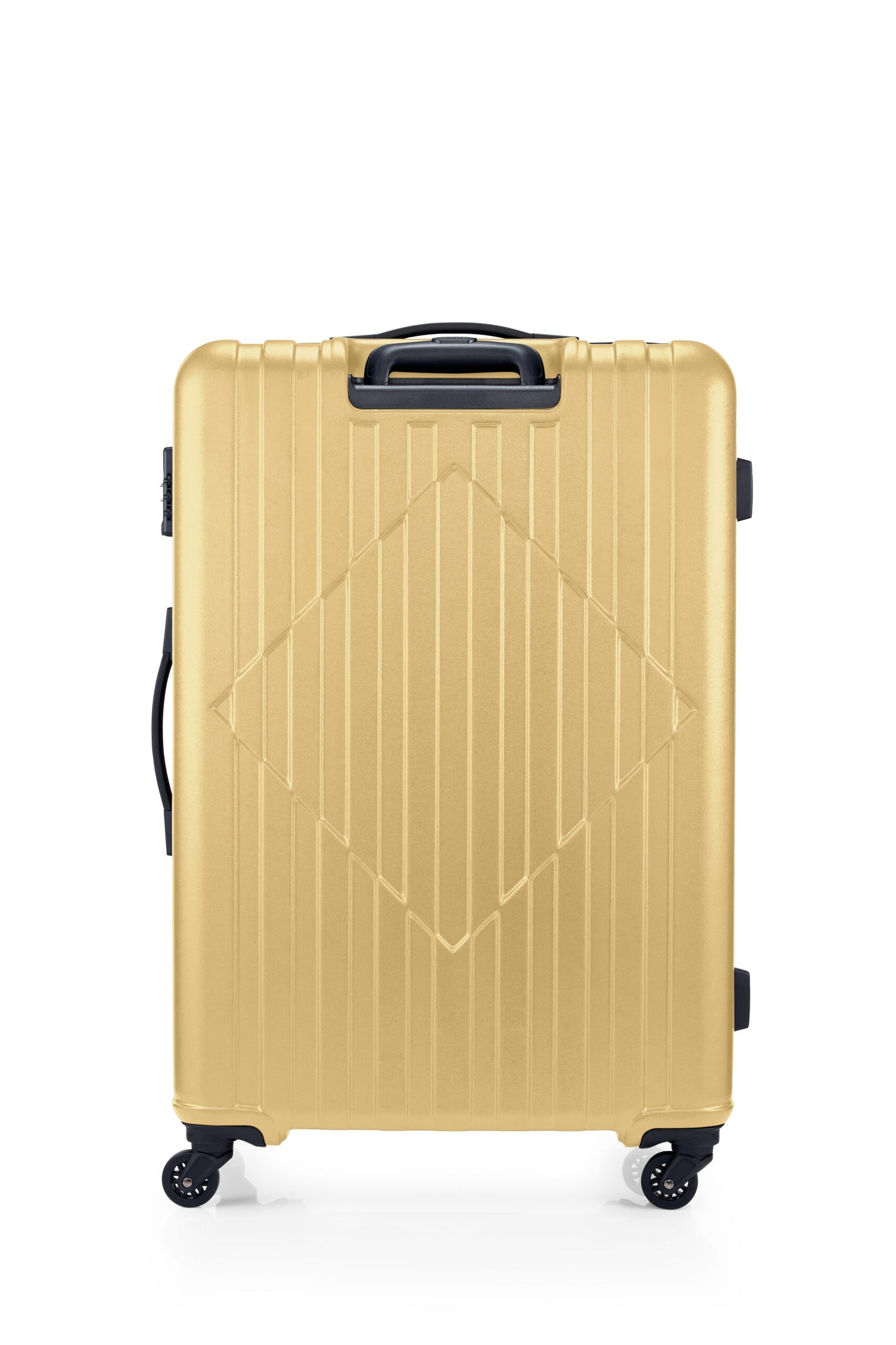American Tourister Skytrac 79 cm — Sunshine Yellow Large Suitcase — rear and carry handle view