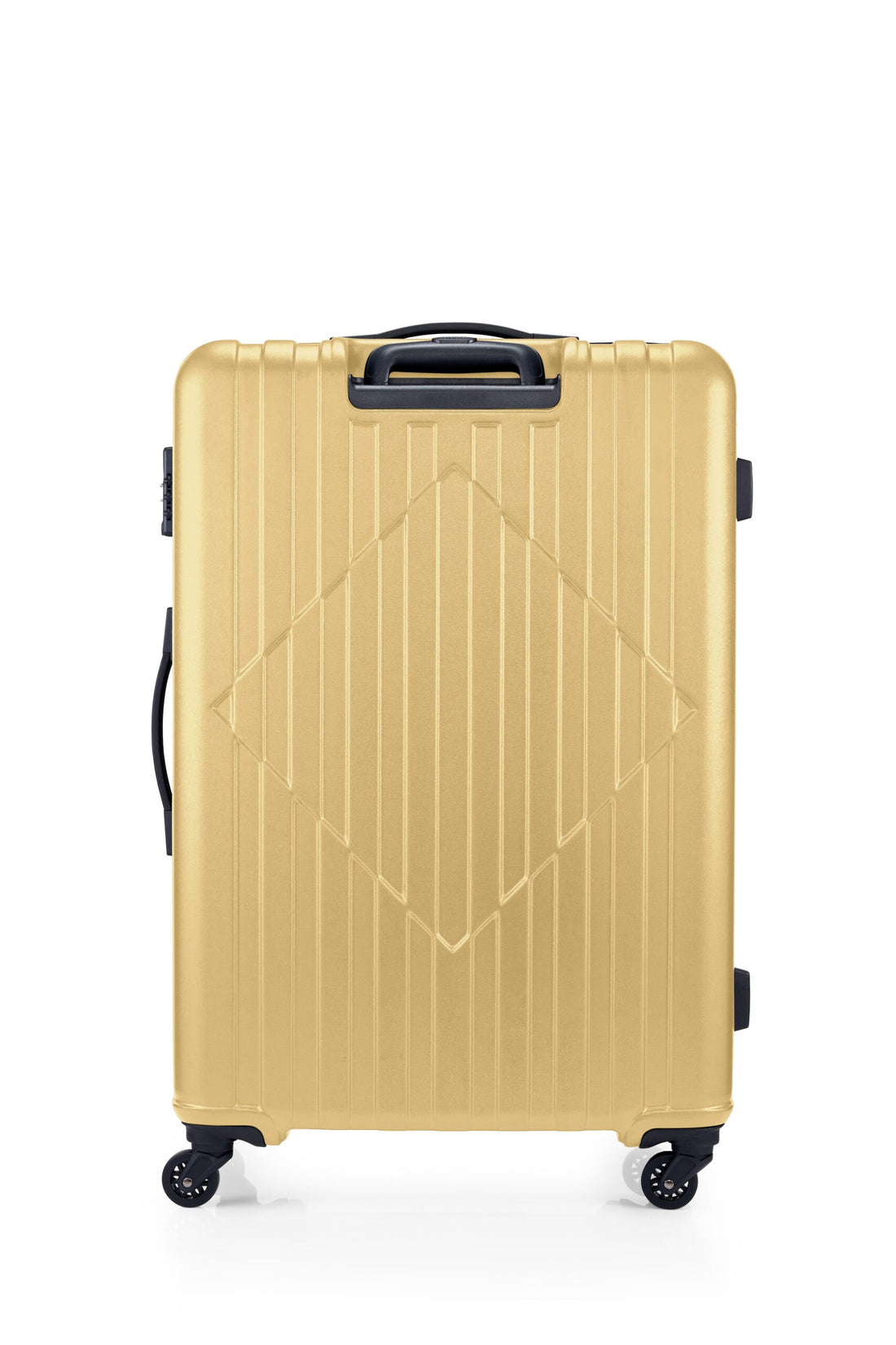 American Tourister Skytrac 79 cm — Sunshine Yellow Large Suitcase — rear and carry handle view