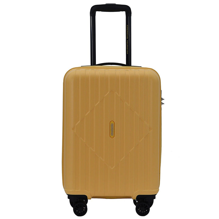 American Tourister Skytrac 55 cm Sunshine Yellow Cabin Suitcase — extended handle front view