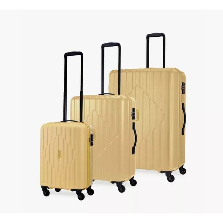 American Tourister Skytrac Sunshine Yellow matching 3-piece luggage set — cabin, medium and large suitcases