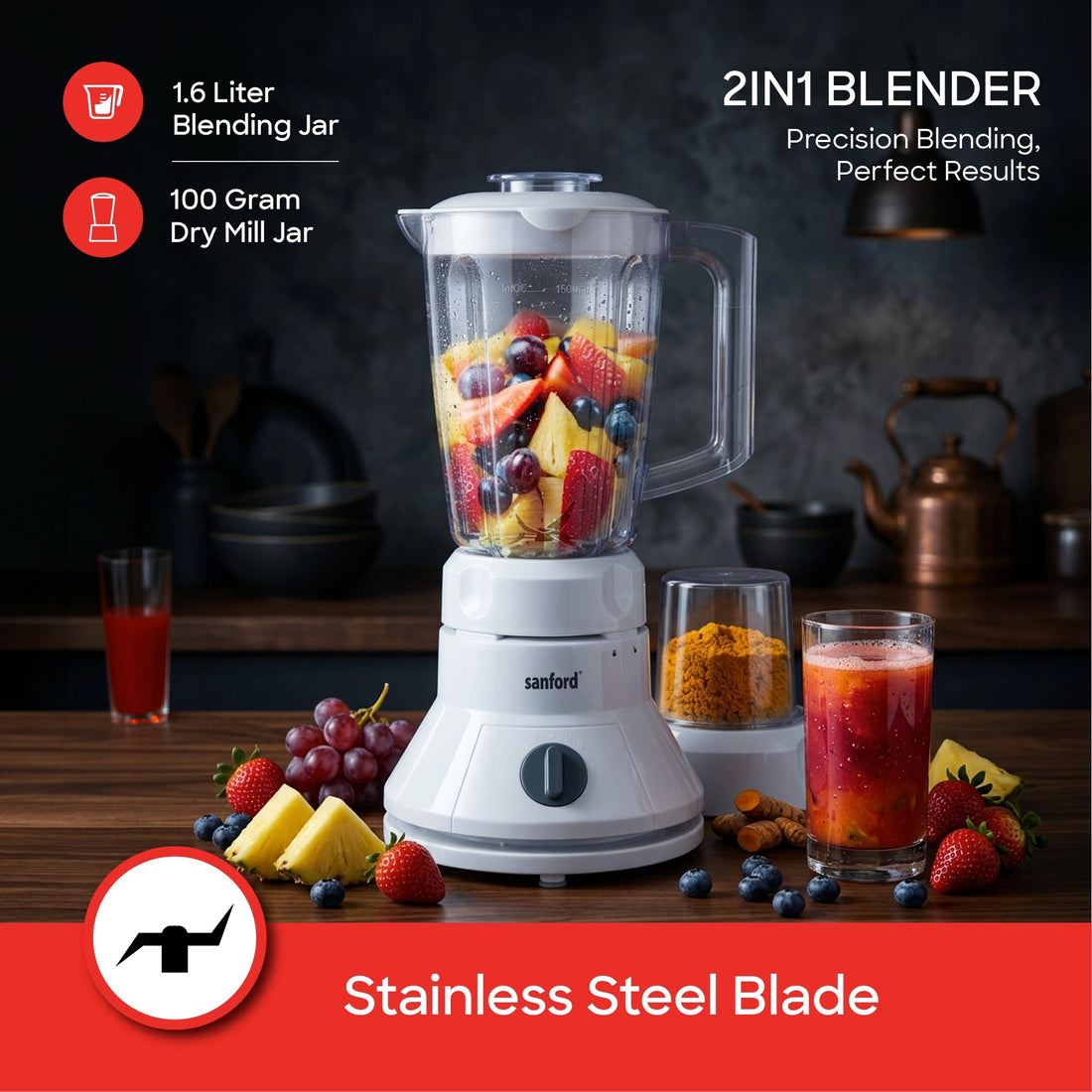 Sanford SF6803BR stainless steel blades and dry mill