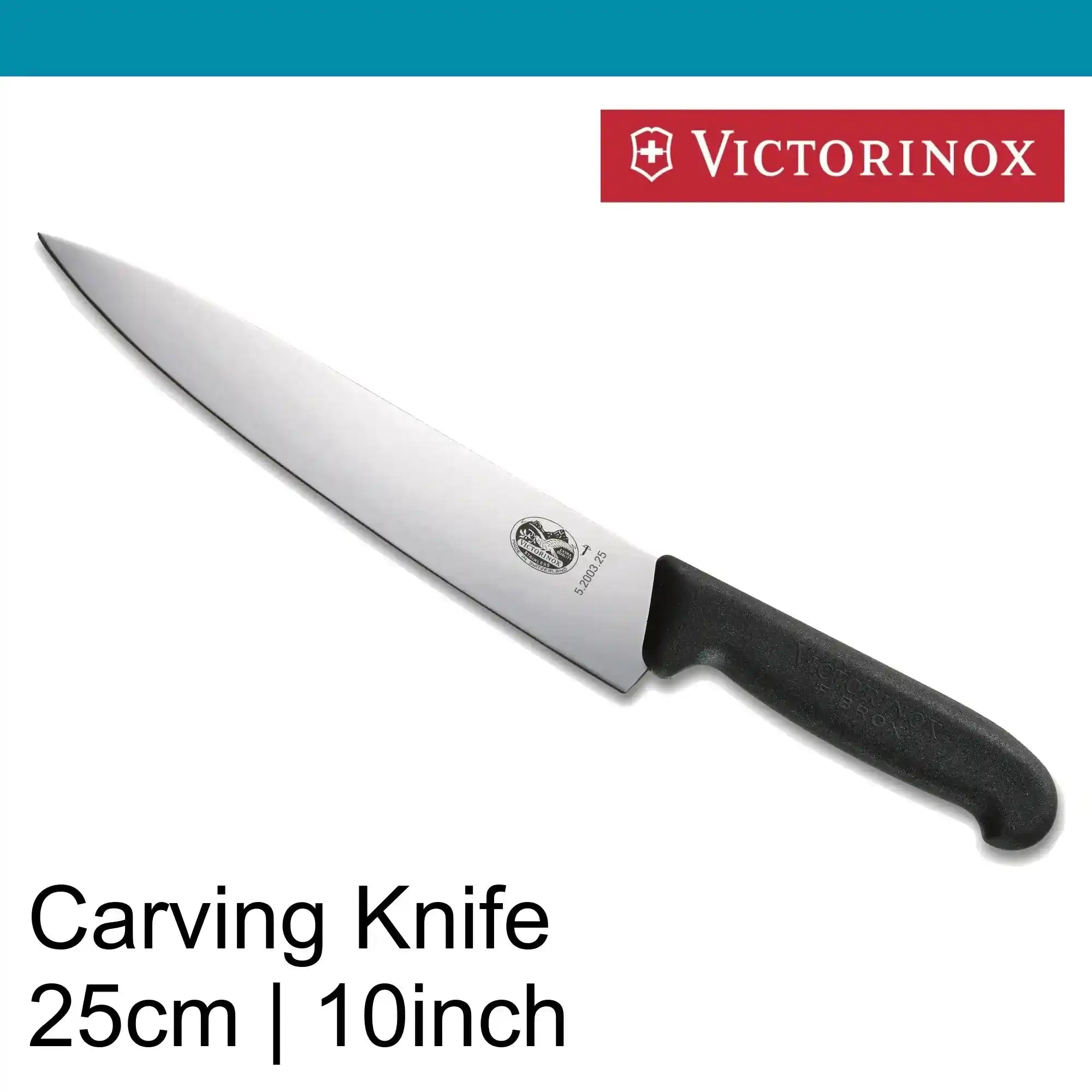 Victorinox Fibrox Pro 25 cm chef's knife blade and handle detail