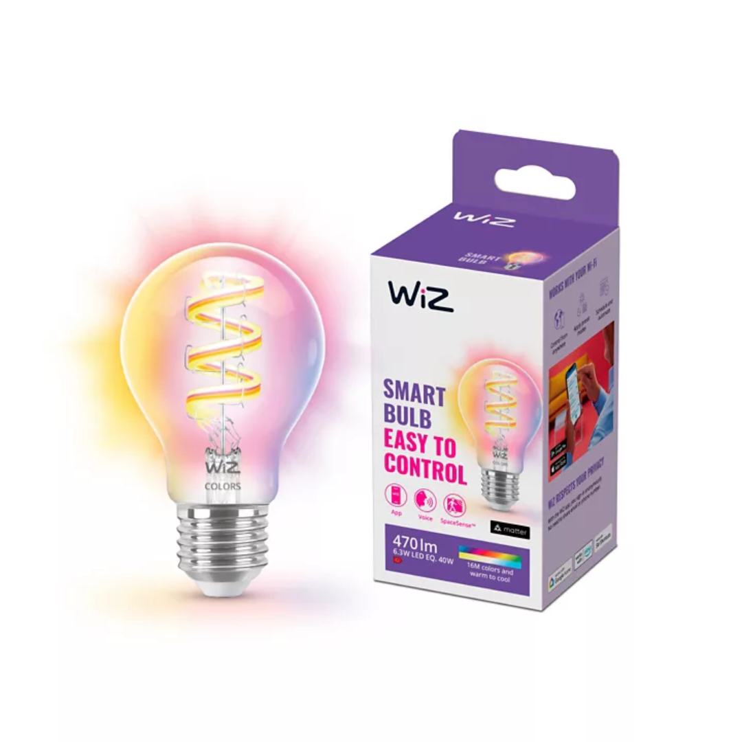 Wiz Filament Bulb Clear 6.3-40W E27 A60 RGB + Tune able White (Bluetooth + WIFI Control)