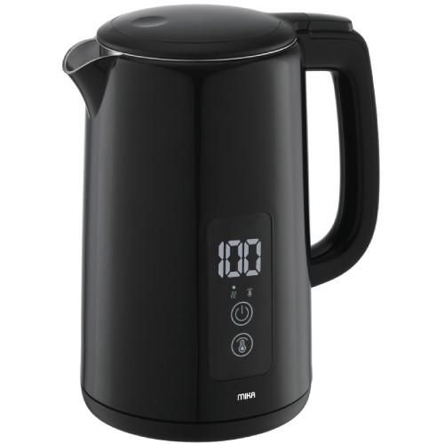 Mika Kettle, 1.5L, Plastic, Cordless 360º (Concealed Element), Digital, Black MKT3101DB
