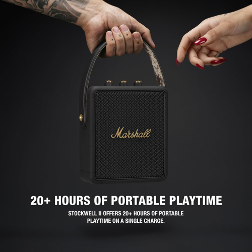 Marshall Stockwell II Portable Bluetooth Speaker – Black and Brass 1005544 - Image 2