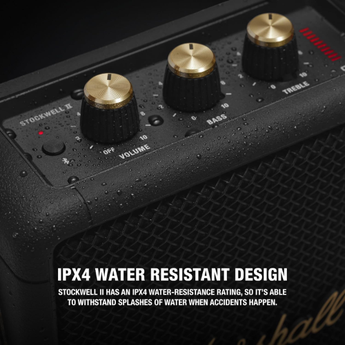 Marshall Stockwell II Portable Bluetooth Speaker – Black and Brass 1005544 - Image 3